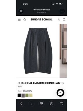 NWT Sundae School Charcoal Hanbok Chino Pants